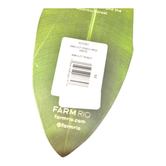 NWT Farm Rio Peach Amulet Midi Dress Medium Tropical Boho Hippie - Picture 2 of 12